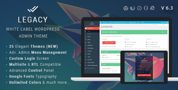 Legacy v9.7 – White label WordPress Admin Theme